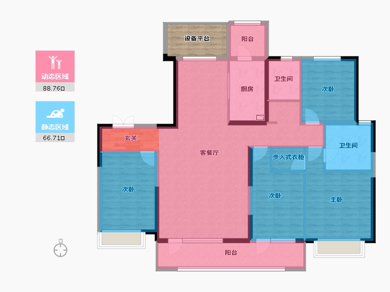 山东省-淄博市-淄博富力万达广场-146.00-户型库-动静分区