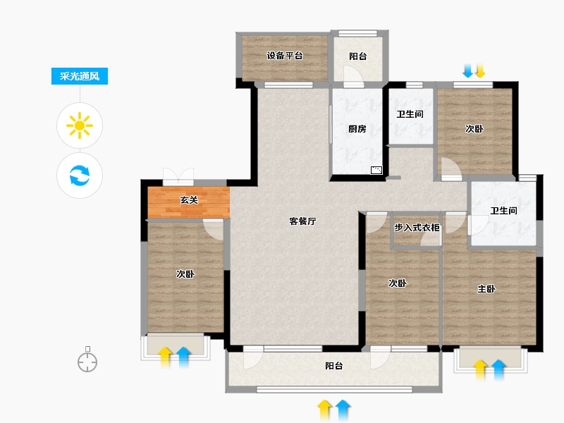 山东省-淄博市-淄博富力万达广场-146.00-户型库-采光通风