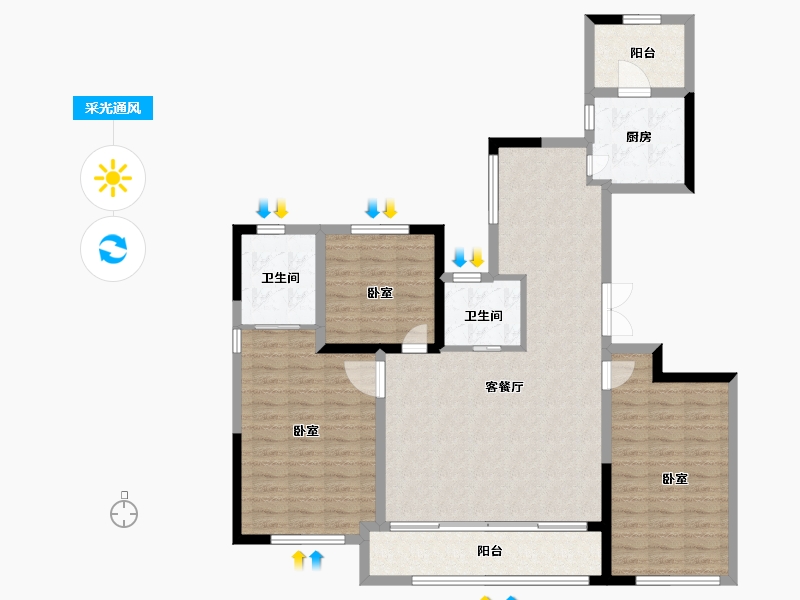 浙江省-绍兴市-元垄尚都会-114.00-户型库-采光通风