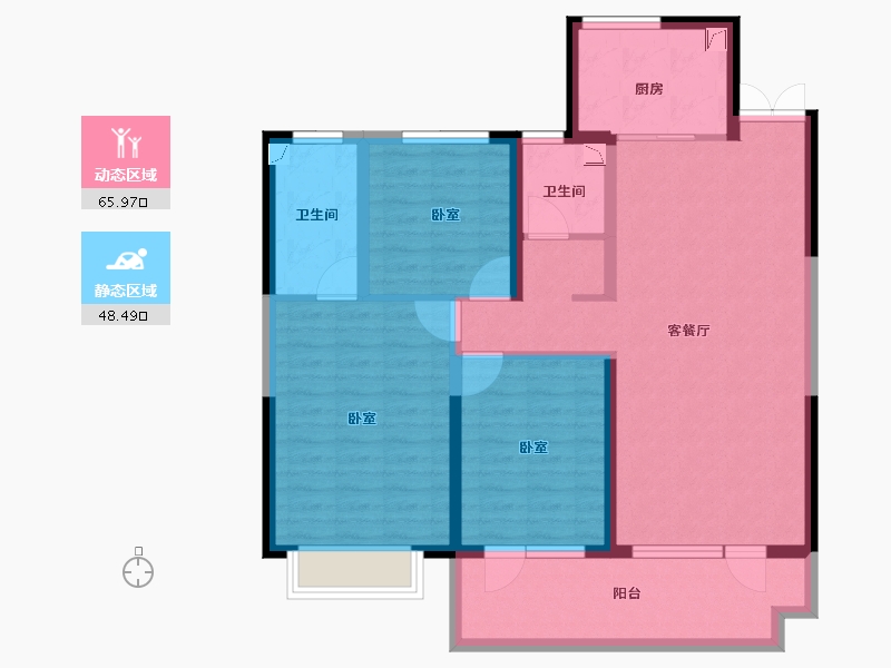 山东省-菏泽市-鲁商蓝岸公馆-102.00-户型库-动静分区