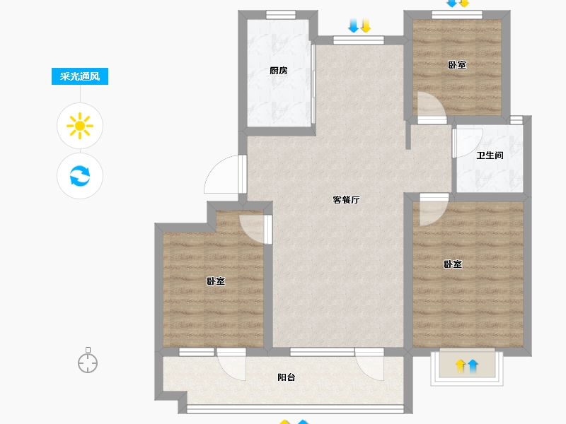 山东省-德州市-崇德学府-85.08-户型库-采光通风