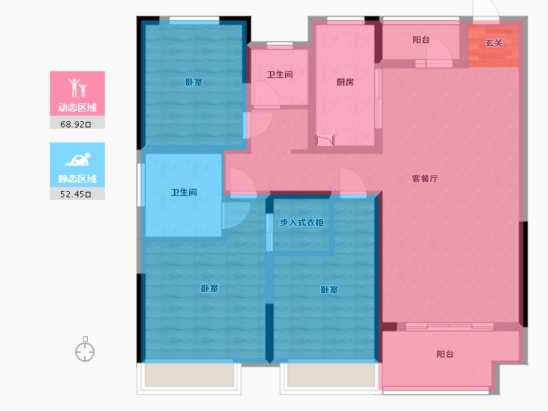 河南省-许昌市-禹州建业春天里-107.99-户型库-动静分区