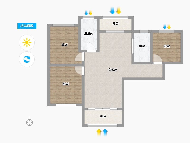 河南省-信阳市-誉鼎城央学府-92.73-户型库-采光通风