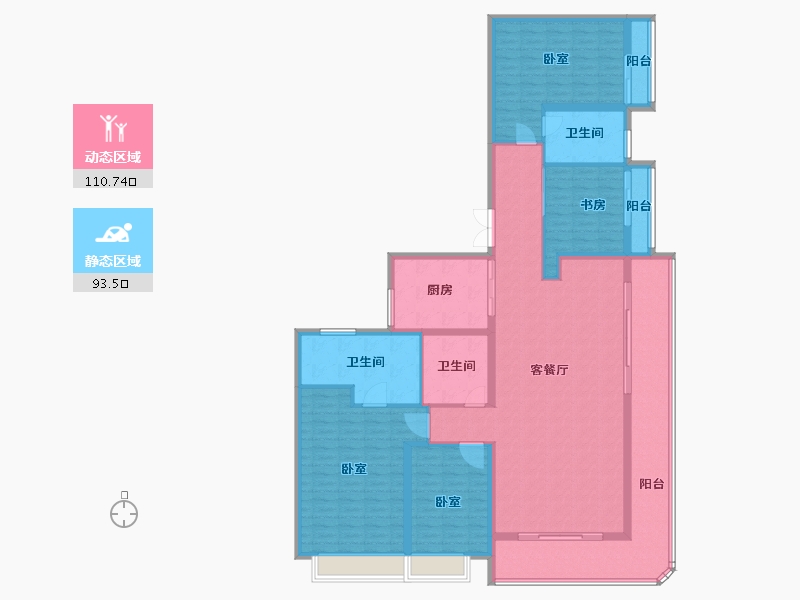 河南省-郑州市-宝能莲湖一品-186.00-户型库-动静分区