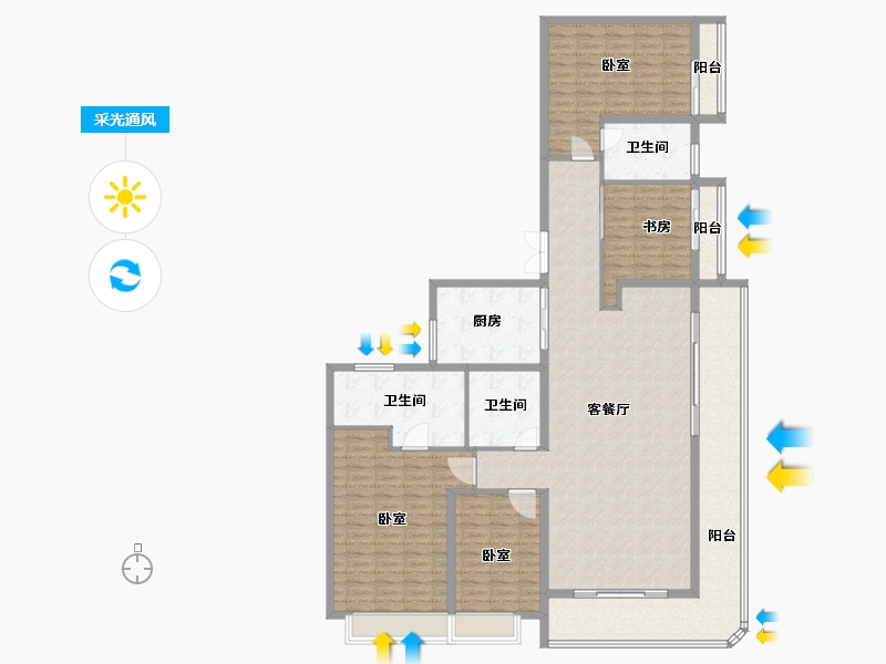 河南省-郑州市-宝能莲湖一品-186.00-户型库-采光通风