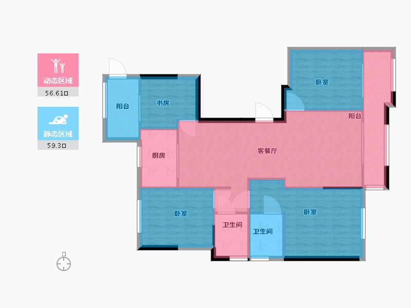 浙江省-温州市-祥生中央尚品-106.00-户型库-动静分区