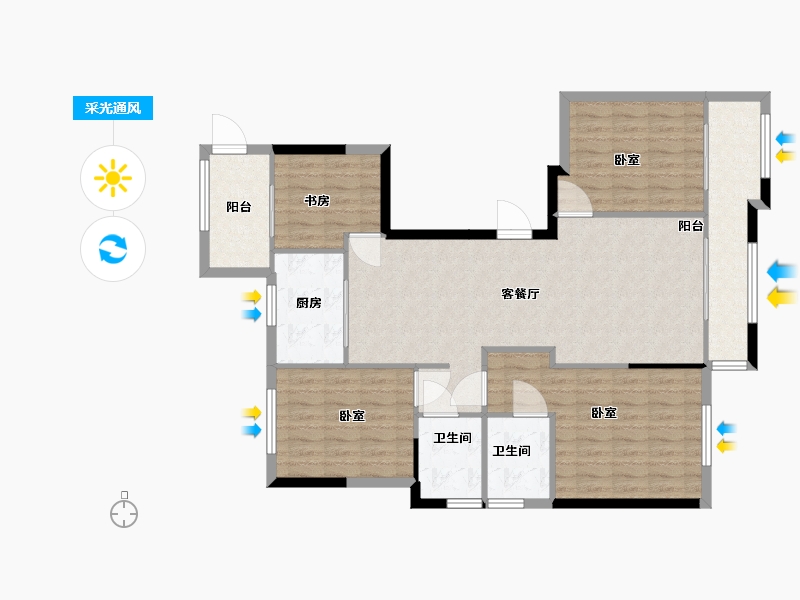 浙江省-温州市-祥生中央尚品-106.00-户型库-采光通风