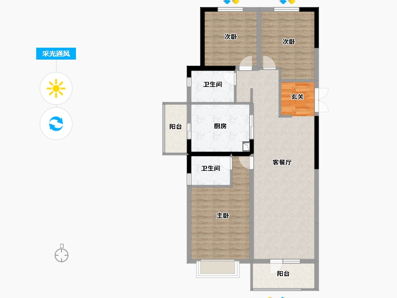 山东省-淄博市-淄博富力万达广场-104.00-户型库-采光通风