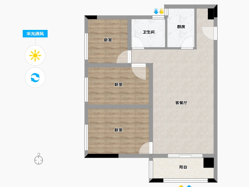 河南省-南阳市-财富公馆二期-74.80-户型库-采光通风