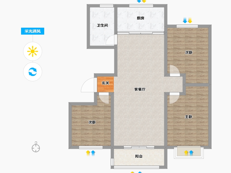 山东省-淄博市-鸿暻悦城-111.00-户型库-采光通风