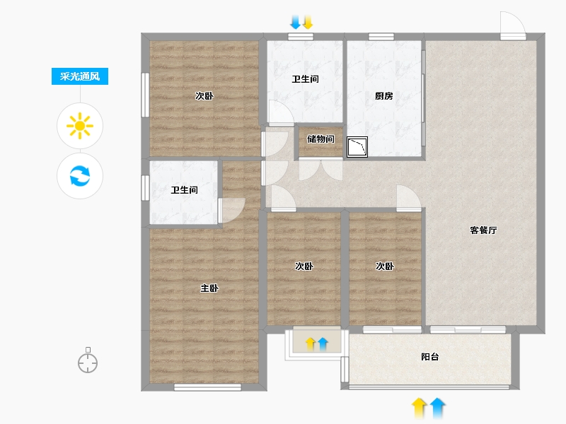 福建省-厦门市-雅居乐香山湾-118.91-户型库-采光通风