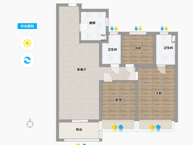 江苏省-苏州市-科技城金茂府-88.00-户型库-采光通风