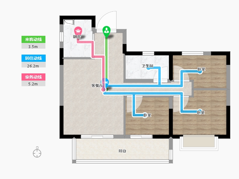 河南省-郑州市-电建地产泷悦华庭-76.00-户型库-动静线