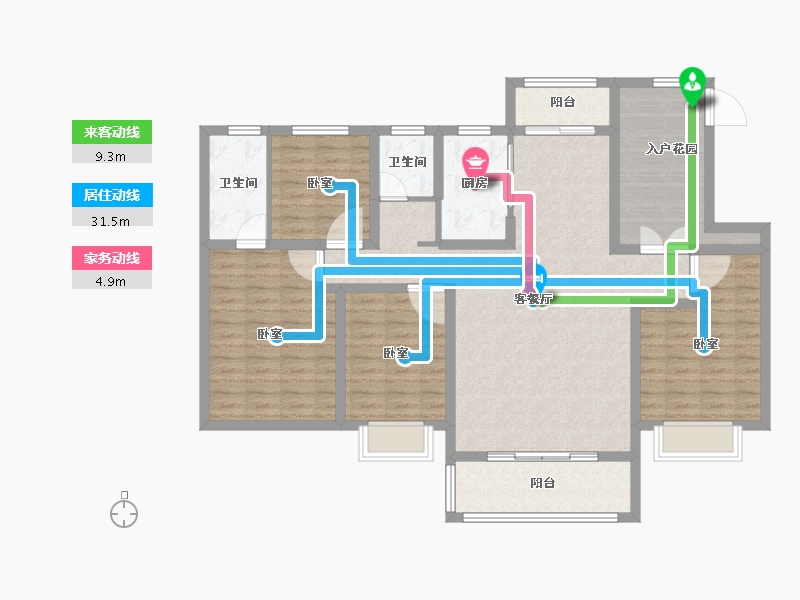 山东省-德州市-夏津德百玫瑰公馆-124.00-户型库-动静线