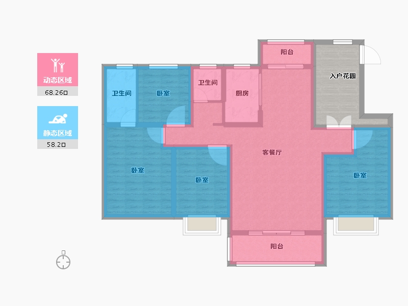 山东省-德州市-夏津德百玫瑰公馆-124.00-户型库-动静分区