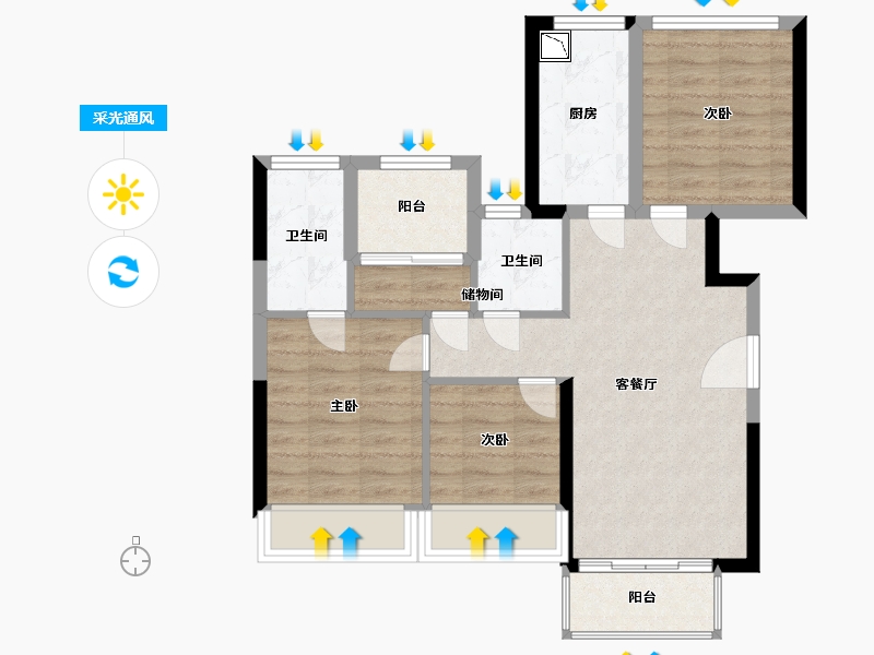 福建省-厦门市-富力院士廷-71.00-户型库-采光通风