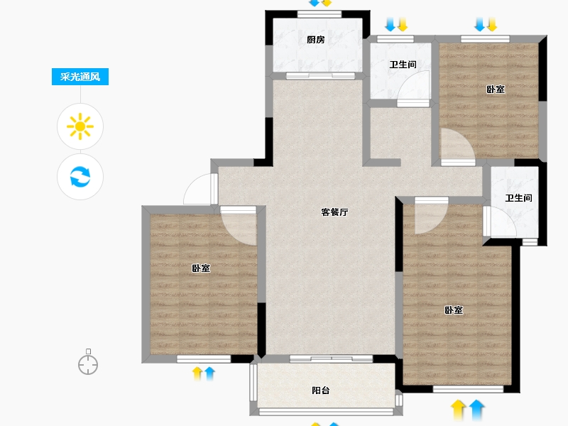 河南省-信阳市-华英碧波府-112.00-户型库-采光通风