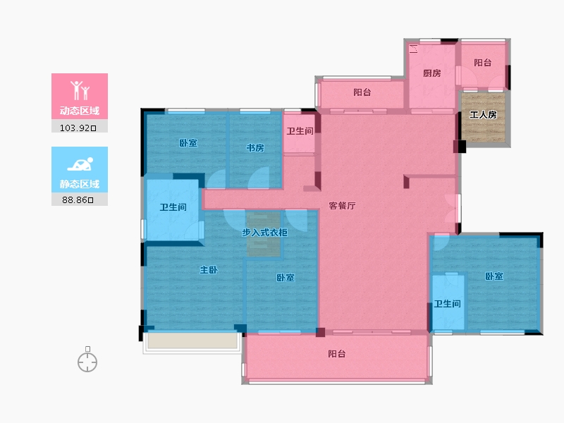 河南省-南阳市-邓州碧桂园·云璟-179.67-户型库-动静分区