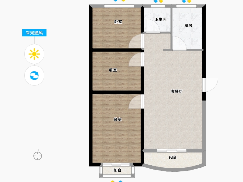 河南省-信阳市-建奇·公园里-96.00-户型库-采光通风