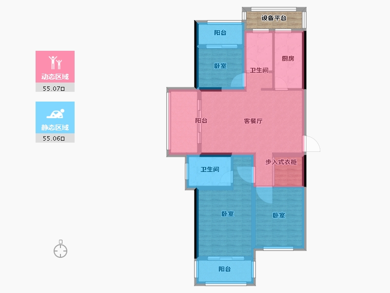 河南省-南阳市-东正·皇马观邸-102.15-户型库-动静分区