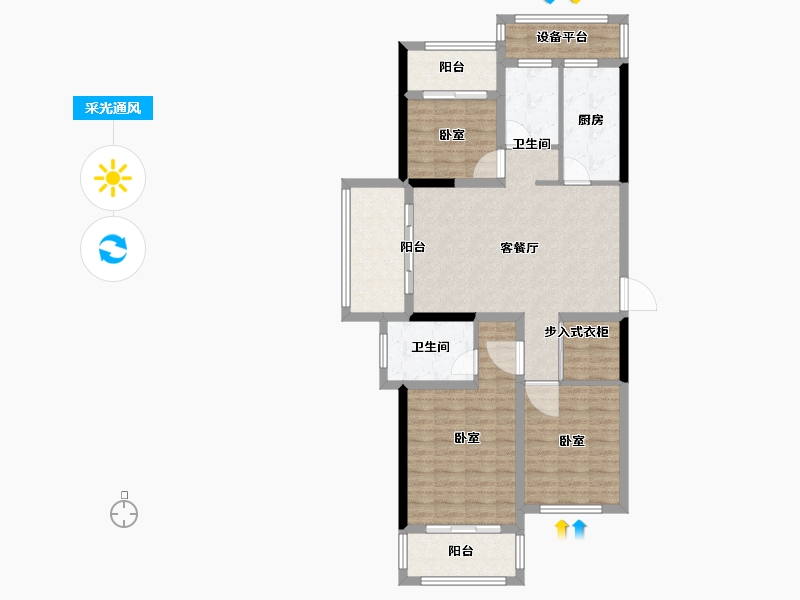 河南省-南阳市-东正·皇马观邸-102.15-户型库-采光通风