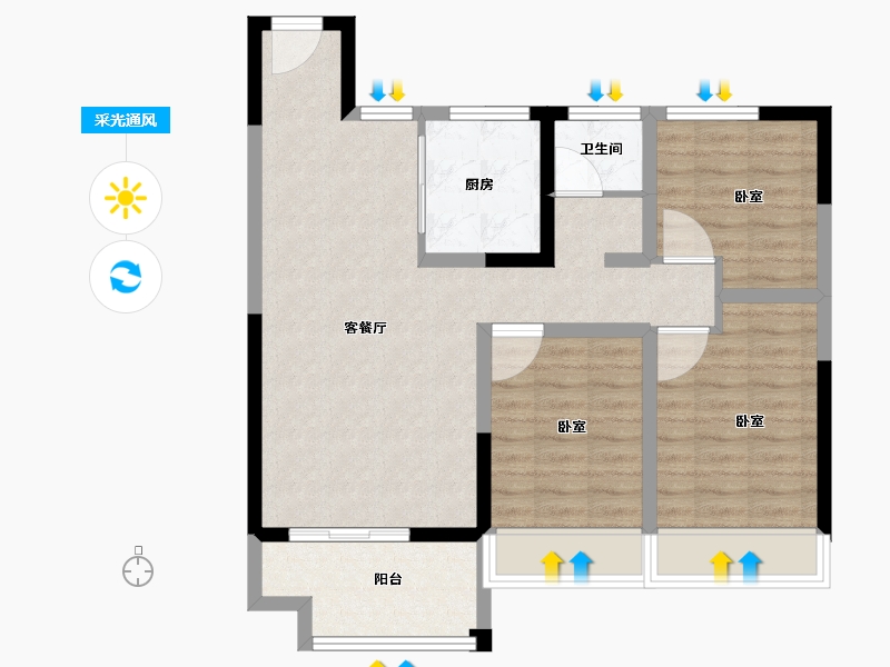 河南省-南阳市-鑫联龙升苑-79.02-户型库-采光通风