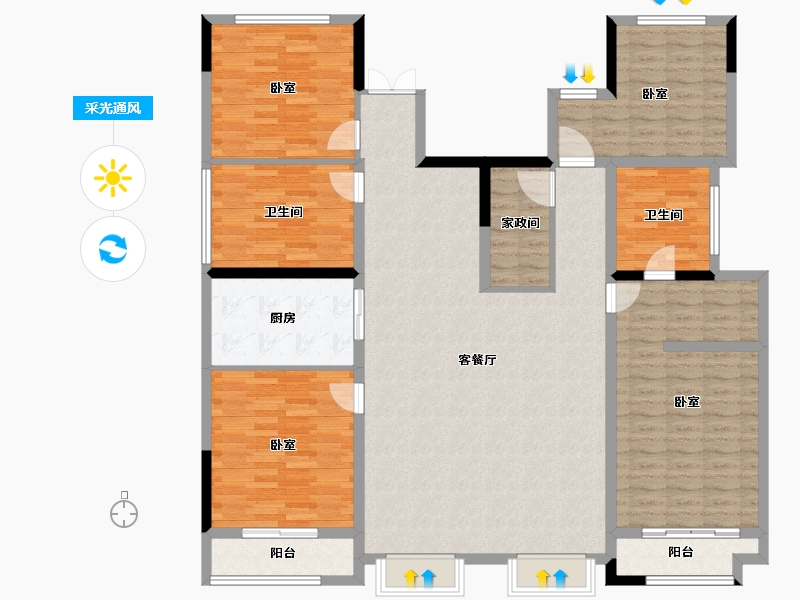 山东省-济南市-鑫苑御泉湾-159.99-户型库-采光通风