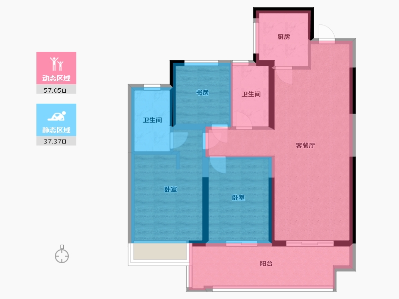 河南省-许昌市-金科·鹿鸣帝景-84.00-户型库-动静分区