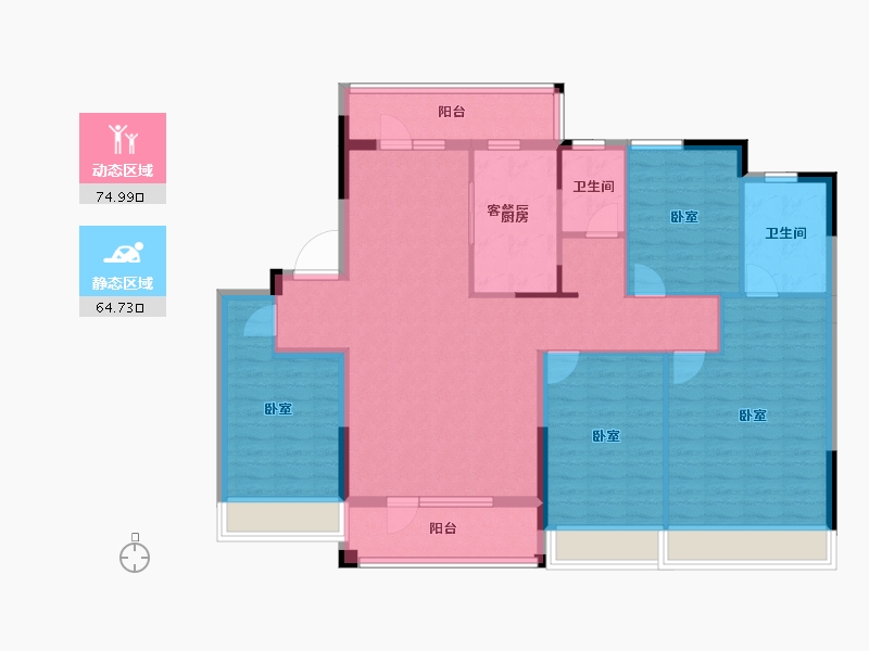 河南省-南阳市-邓州雍豪府-125.97-户型库-动静分区