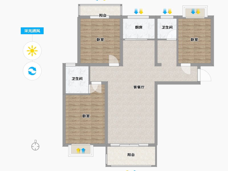 河南省-南阳市-尚城-105.50-户型库-采光通风