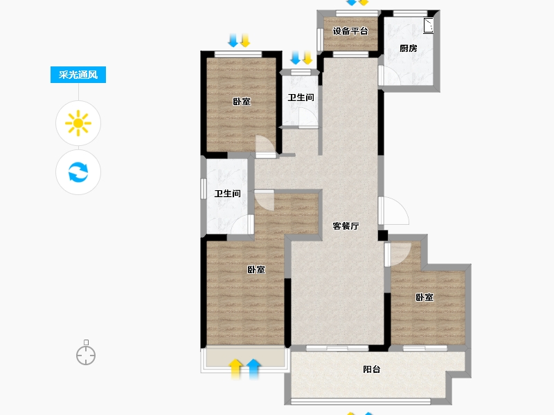 河南省-南阳市-镇平东青·颐和府-104.00-户型库-采光通风