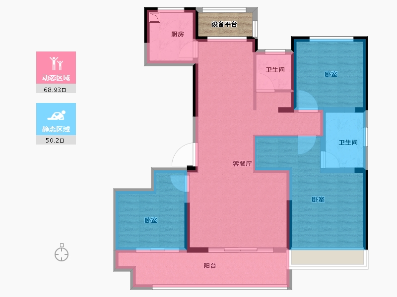 河南省-南阳市-镇平东青·颐和府-109.15-户型库-动静分区