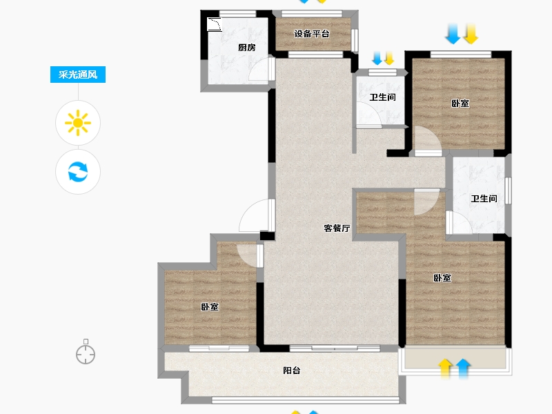 河南省-南阳市-镇平东青·颐和府-109.15-户型库-采光通风