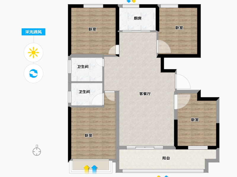 河南省-安阳市-锦瑞一品-111.49-户型库-采光通风