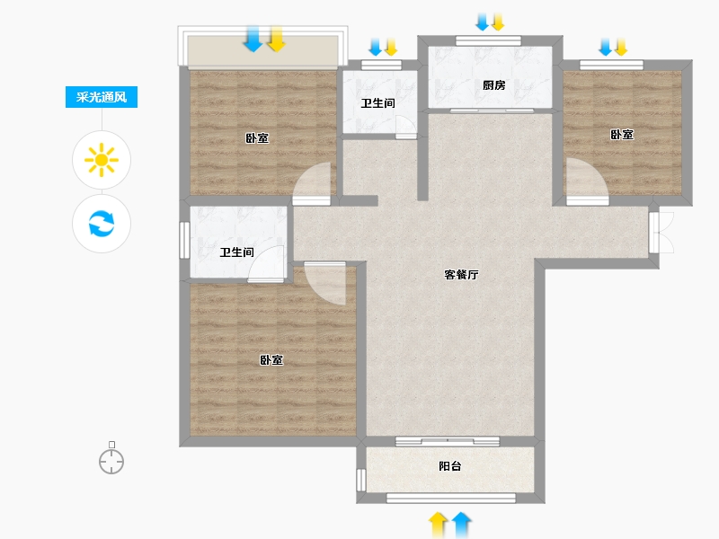 河南省-南阳市-卢浮帝景-94.00-户型库-采光通风