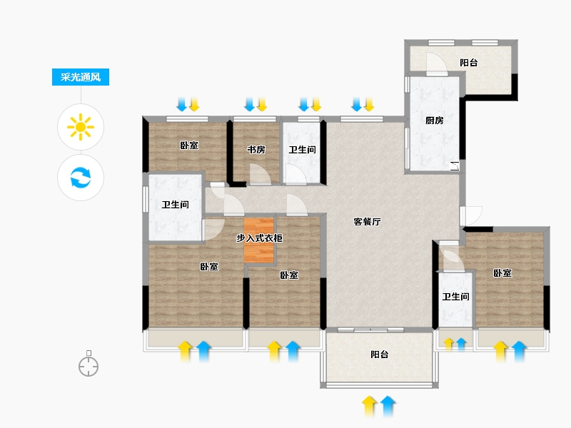 河南省-许昌市-碧桂园十里花海-152.00-户型库-采光通风