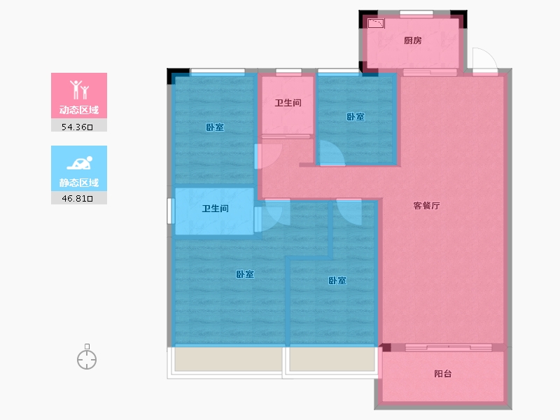 河南省-许昌市-碧桂园凯旋府-90.67-户型库-动静分区