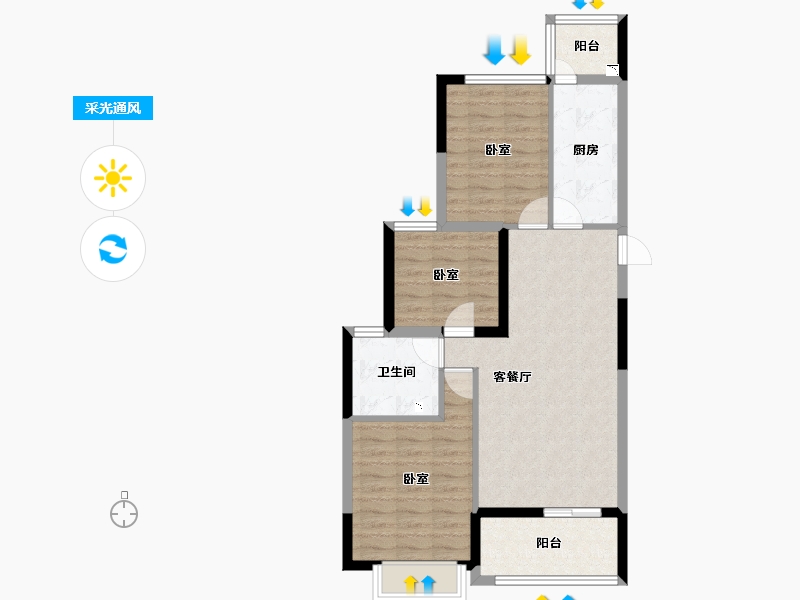 河南省-南阳市-南阳恒大帝景-76.57-户型库-采光通风