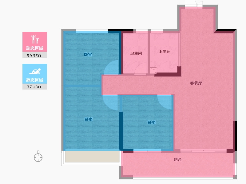 河南省-信阳市-南湾琨御府-88.00-户型库-动静分区