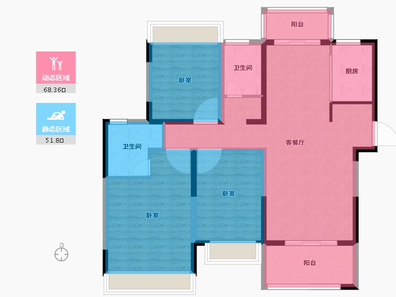 河南省-南阳市-公园道一号-108.00-户型库-动静分区