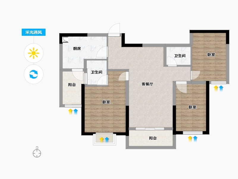 山东省-菏泽市-天正中央大街-94.72-户型库-采光通风