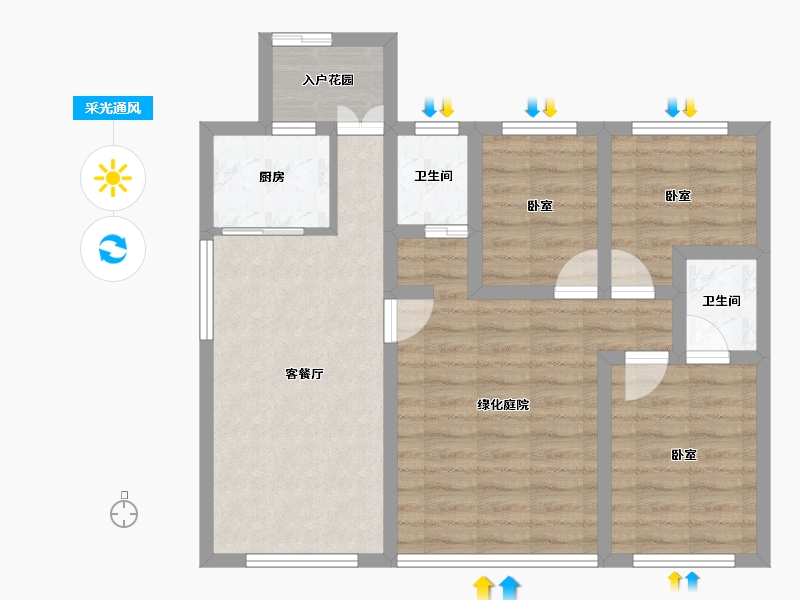 河南省-南阳市-南召壹号院-73.49-户型库-采光通风