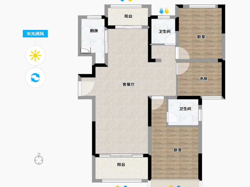 河南省-南阳市-建业幸福里-108.00-户型库-采光通风