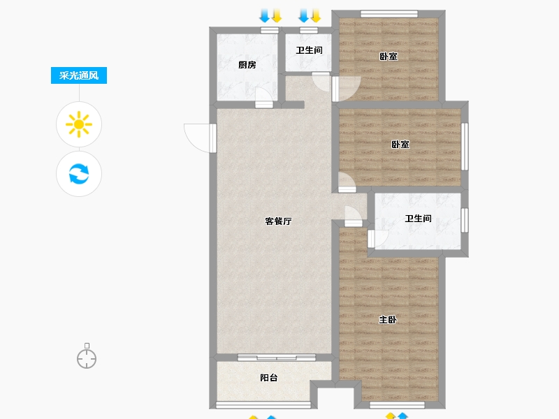 河南省-南阳市-金裕名门-101.92-户型库-采光通风