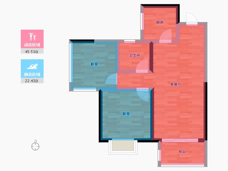 河南省-郑州市-星联·樾棠-60.01-户型库-动静分区