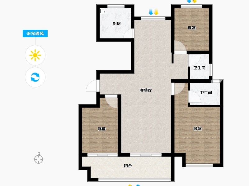 河南省-信阳市-翰林名门新城国际-101.31-户型库-采光通风