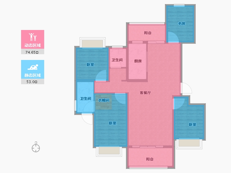 河南省-信阳市-鑫盛息州府-114.75-户型库-动静分区