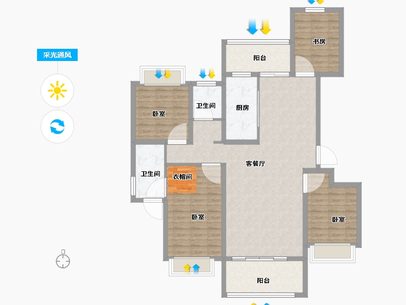 河南省-信阳市-鑫盛息州府-114.75-户型库-采光通风