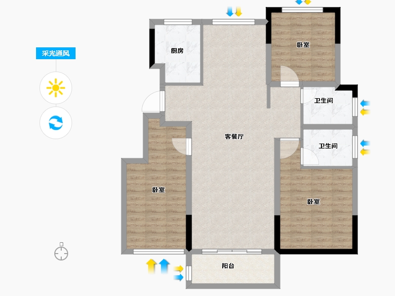 河南省-商丘市-金顶华府-99.53-户型库-采光通风