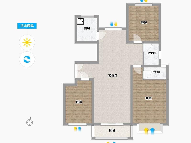 河南省-商丘市-海棠名苑-102.00-户型库-采光通风